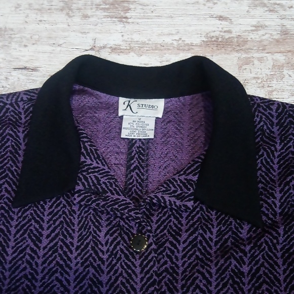 K Studio Purple Flowy Button Down Blouse Top - Picture 6 of 8